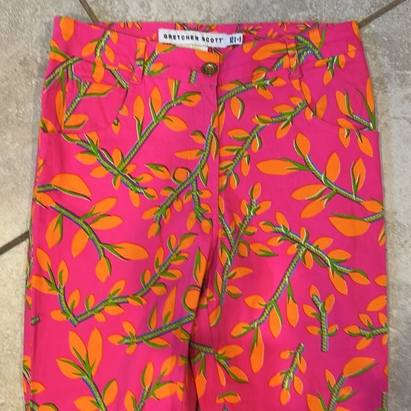 Gretchen Scott Neon Pink Orange Floral Print Pants XS Dopamine Preppy - Picture 2 of 8